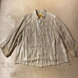 Ruby Rd Cream Utility Jacket with Mandarin Collar 1X (ND)